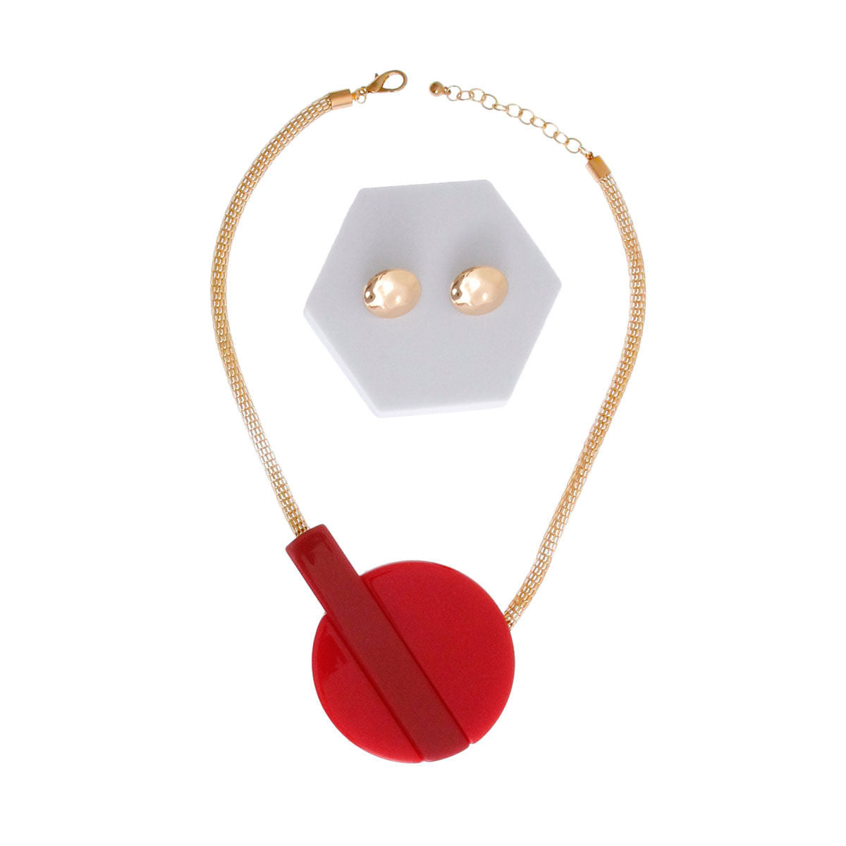 Geometric Red Magnet Necklace|18 inches - Premium Wholesale Jewelry from Pinktown - Just $15! Shop now at chiquestyles