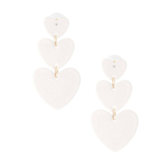 White Graduated Triple Earrings|2 inches - Premium Wholesale Jewelry from Pinktown - Just $11! Shop now at chiquestyles