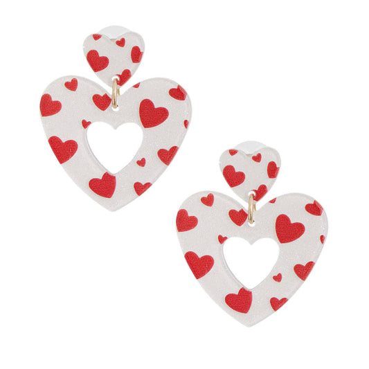 White Red Glitter Heart Earrings|1.65 inches - Premium Wholesale Jewelry from Pinktown - Just $12! Shop now at chiquestyles