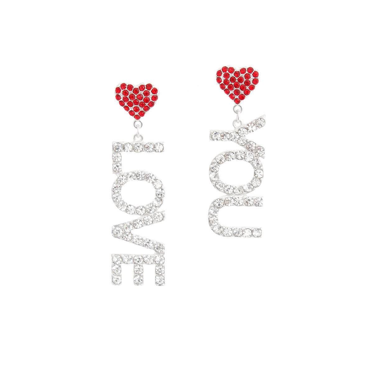 Red Silver LOVE YOU Earrings|2.75 inches - Premium Wholesale Jewelry from Pinktown - Just $13! Shop now at chiquestyles