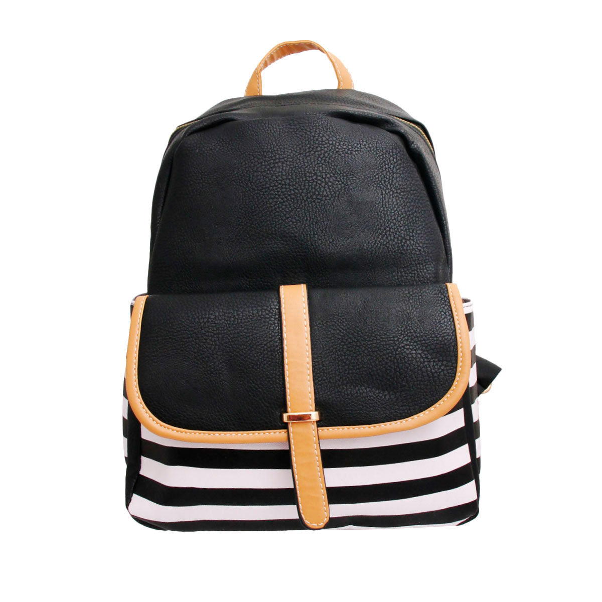 Black and White Stripe Backpack|14 x 12 x 6 inches - Premium Wholesale Fashion Accessories from Pinktown - Just $32! Shop now at chiquestyles