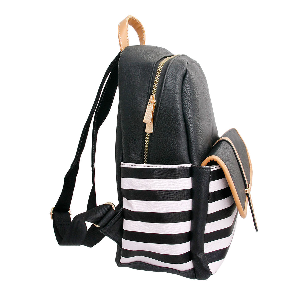 Black and White Stripe Backpack|14 x 12 x 6 inches - Premium Wholesale Fashion Accessories from Pinktown - Just $32! Shop now at chiquestyles