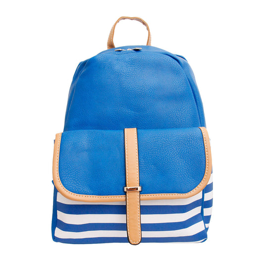 Blue and White Stripe Backpack|14 x 12 x 6 inches - Premium Wholesale Fashion Accessories from Pinktown - Just $32! Shop now at chiquestyles