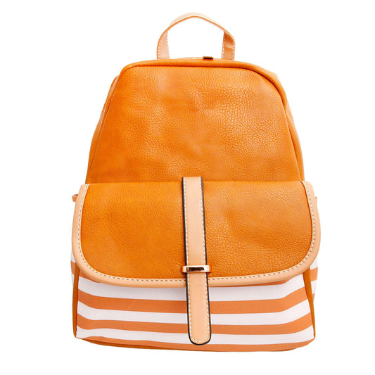 Mustard and White Stripe Backpack|14 x 12 x 6 inches - Premium Wholesale Fashion Accessories from Pinktown - Just $32! Shop now at chiquestyles