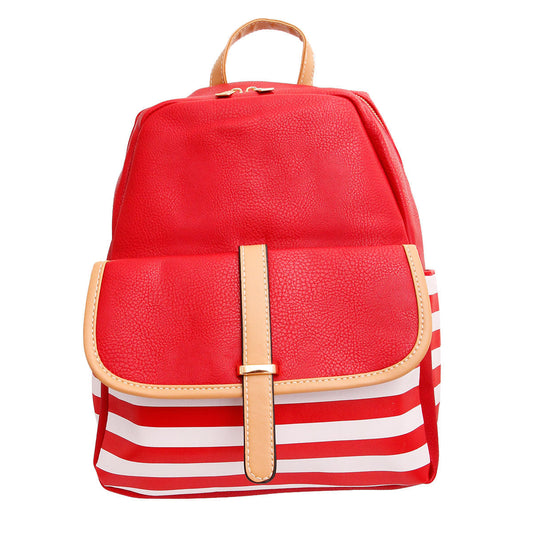 Red and White Stripe Backpack|14 x 12 x 6 inches - Premium Wholesale Fashion Accessories from Pinktown - Just $32! Shop now at chiquestyles