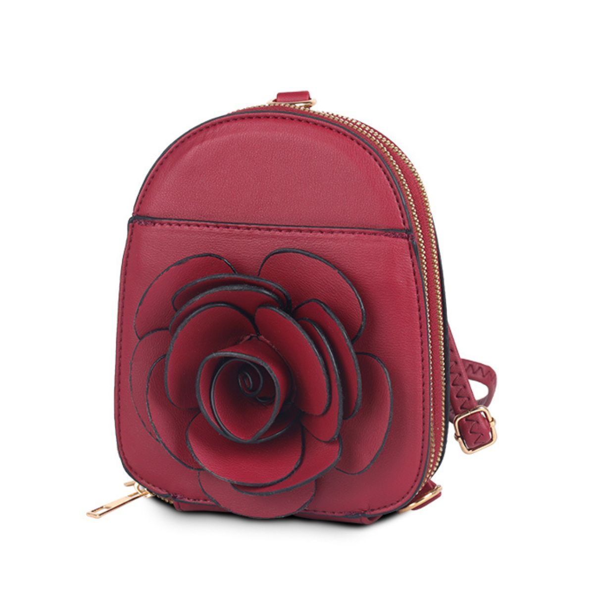 Wine Red Flower Mini Backpack|7 x 5.7 x 2 inches - Premium Wholesale Fashion Accessories from Pinktown - Just $29! Shop now at chiquestyles