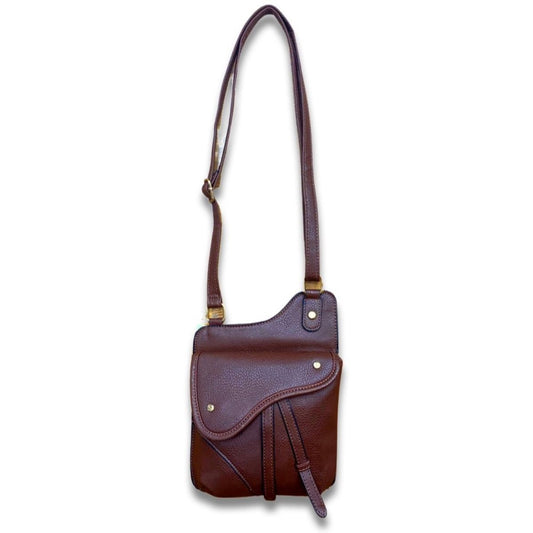 Dark Brown Saddle Crossbody Bag|7.5 x 1 x 10 inches - Premium Wholesale Fashion Accessories from Pinktown - Just $29! Shop now at chiquestyles