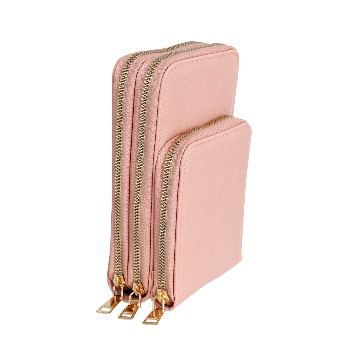 Pink Triple Pocket Crossbody|7.3 x 4.4 x 2.8 inches - Premium Wholesale Fashion Accessories from Pinktown - Just $26! Shop now at chiquestyles