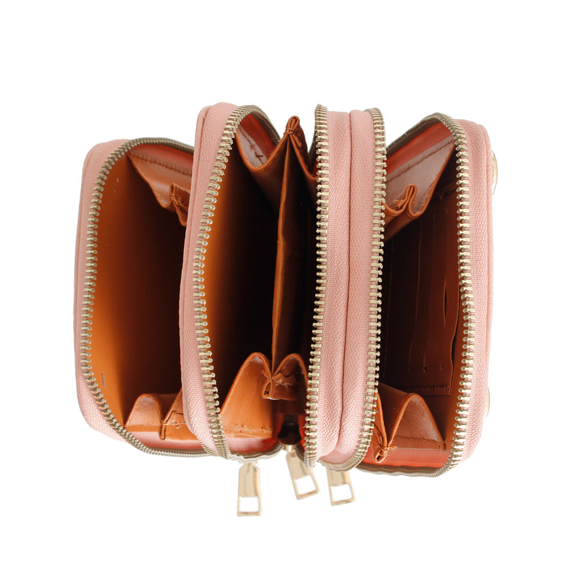 Pink Triple Pocket Crossbody|7.3 x 4.4 x 2.8 inches - Premium Wholesale Fashion Accessories from Pinktown - Just $26! Shop now at chiquestyles