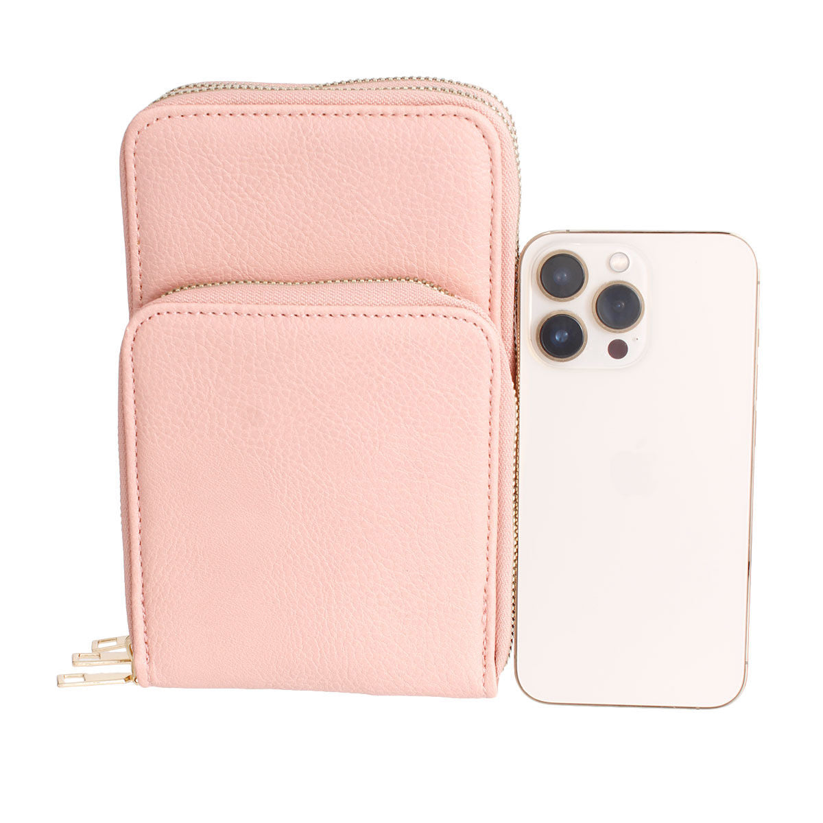 Pink Triple Pocket Crossbody|7.3 x 4.4 x 2.8 inches - Premium Wholesale Fashion Accessories from Pinktown - Just $26! Shop now at chiquestyles