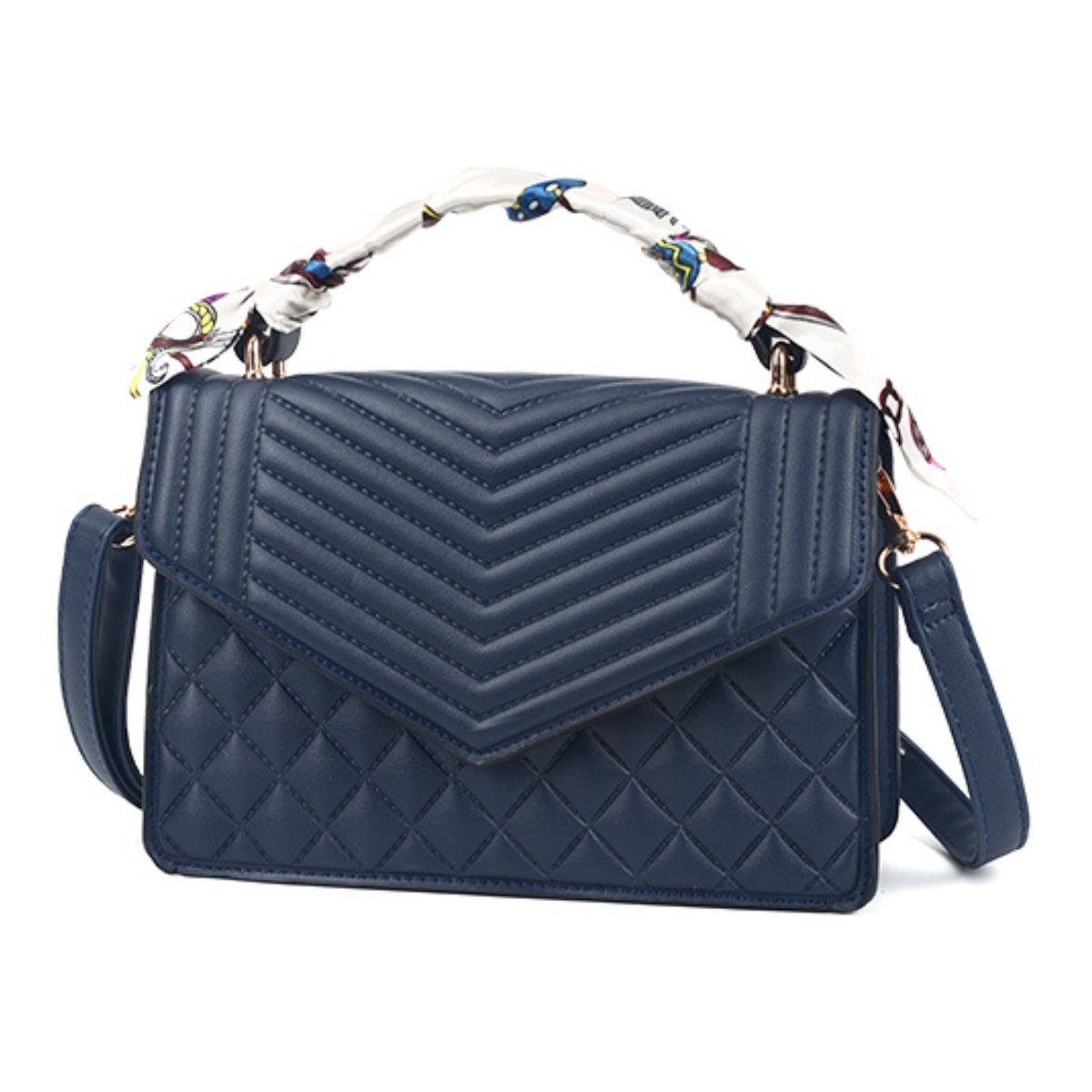 Navy Quilted Scarf Crossbody|8.7 x 3.3 x 5.7 inches - Premium Wholesale Boutique Clothing from Pinktown - Just $33! Shop now at chiquestyles