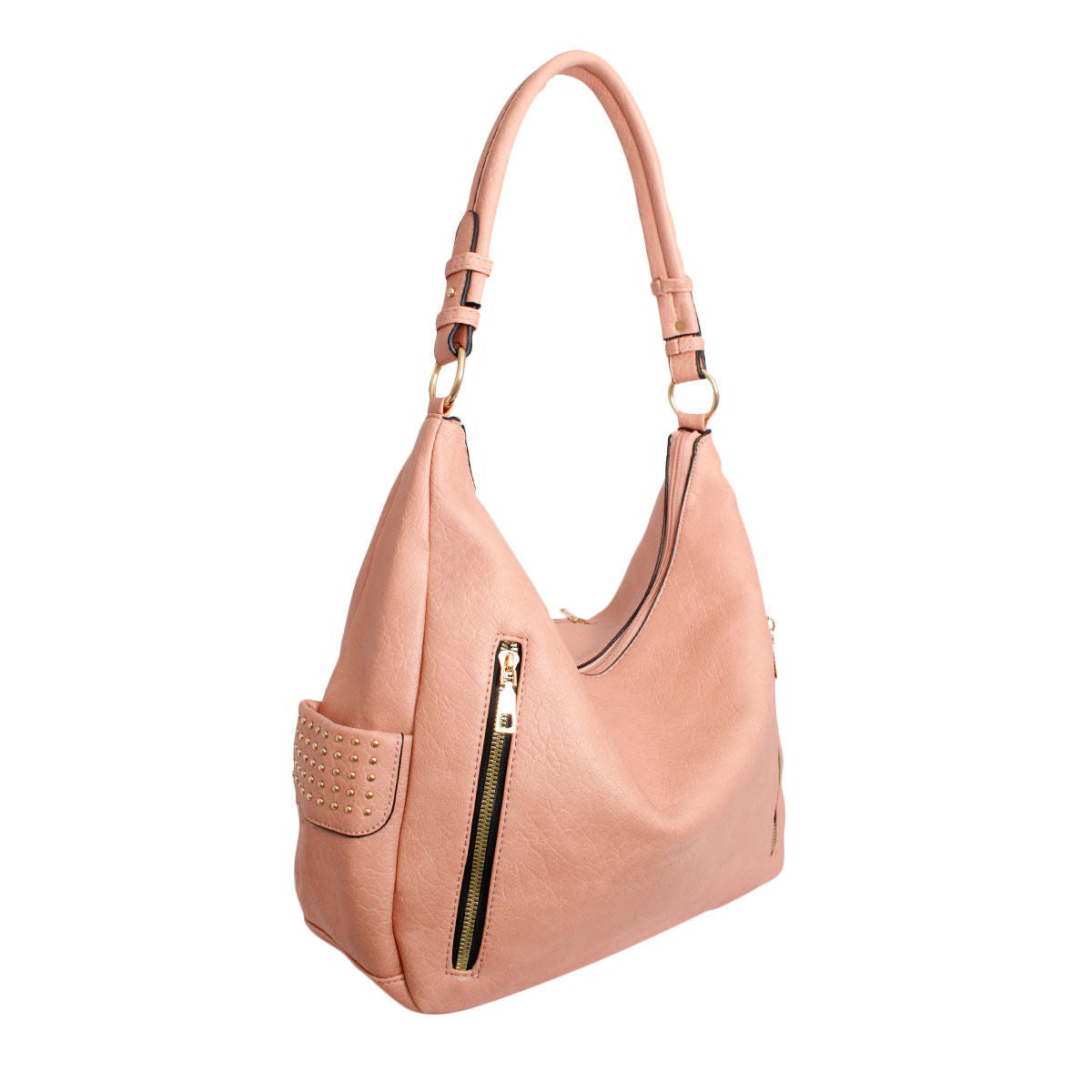 Purse Pink and Gold Stud Hobo Bag for Women - Premium Wholesale Fashion Accessories from Pinktown - Just $37! Shop now at chiquestyles