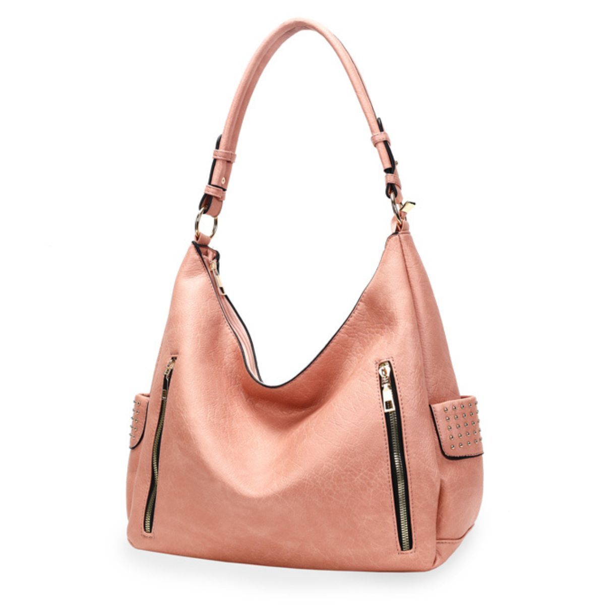 Purse Pink and Gold Stud Hobo Bag for Women - Premium Wholesale Fashion Accessories from Pinktown - Just $37! Shop now at chiquestyles