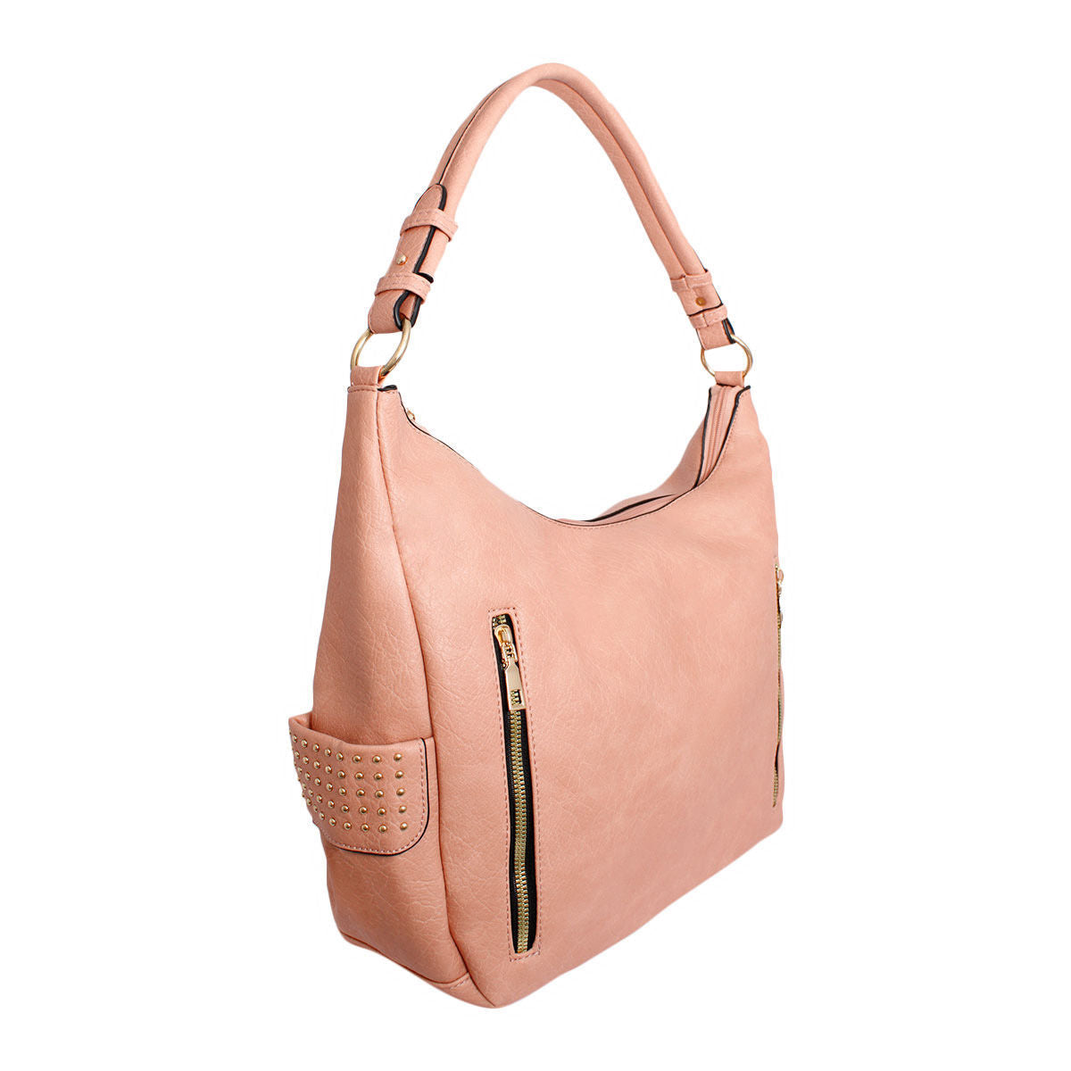 Purse Pink and Gold Stud Hobo Bag for Women - Premium Wholesale Fashion Accessories from Pinktown - Just $37! Shop now at chiquestyles