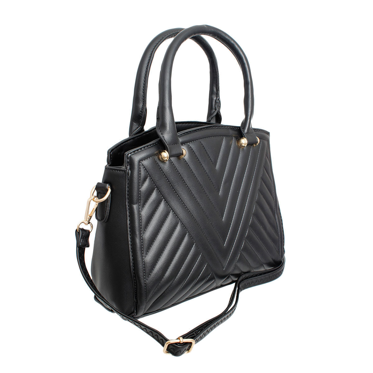 Purse Black Chevron Quilted Set Bag for Women - Premium Wholesale Fashion Accessories from Pinktown - Just $37! Shop now at chiquestyles