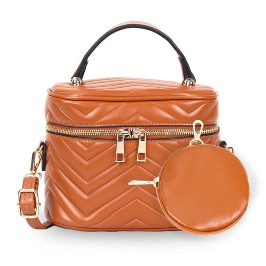 Purse Camel Vanity Case Crossbody for Women - Premium Wholesale Fashion Accessories from Pinktown - Just $33! Shop now at chiquestyles