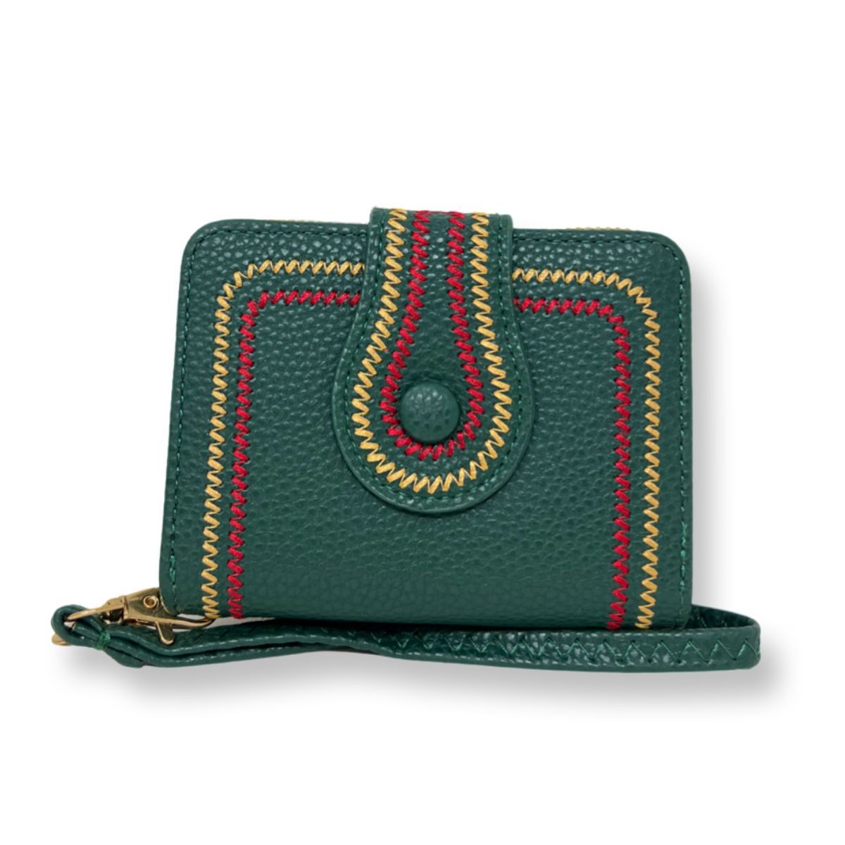 Green Stitched Bifold Wallet|4.75 x 1.5 x 3.5 inches - Premium Wholesale Fashion Accessories from Pinktown - Just $14! Shop now at chiquestyles