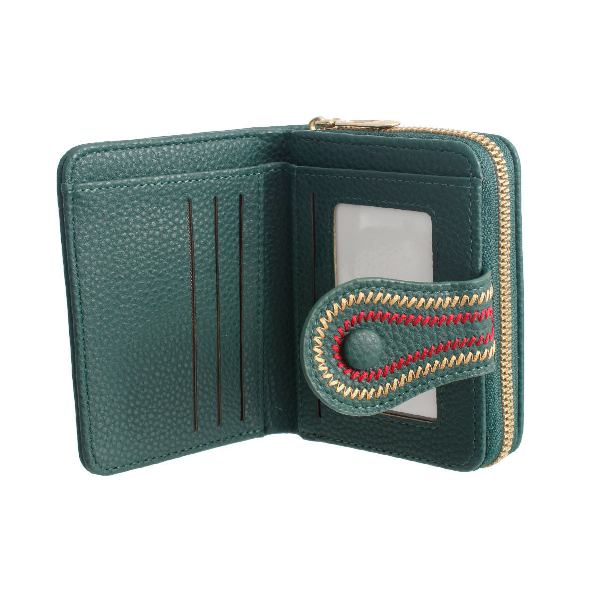 Green Stitched Bifold Wallet|4.75 x 1.5 x 3.5 inches - Premium Wholesale Fashion Accessories from Pinktown - Just $14! Shop now at chiquestyles