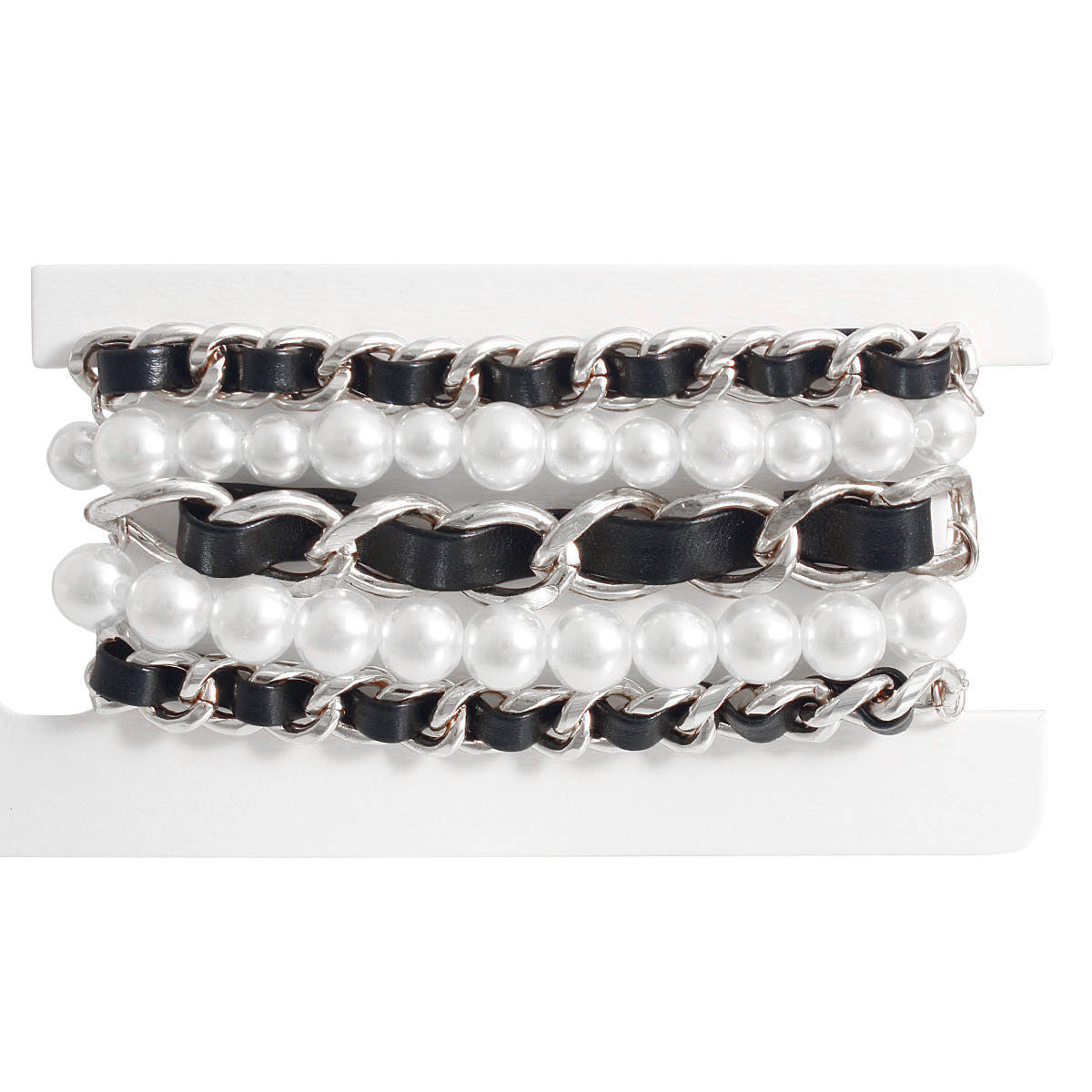 Silver Chain Pearl 5 Pcs Bracelets|Stretch to Fit - Premium Wholesale Jewelry from Pinktown - Just $17! Shop now at chiquestyles