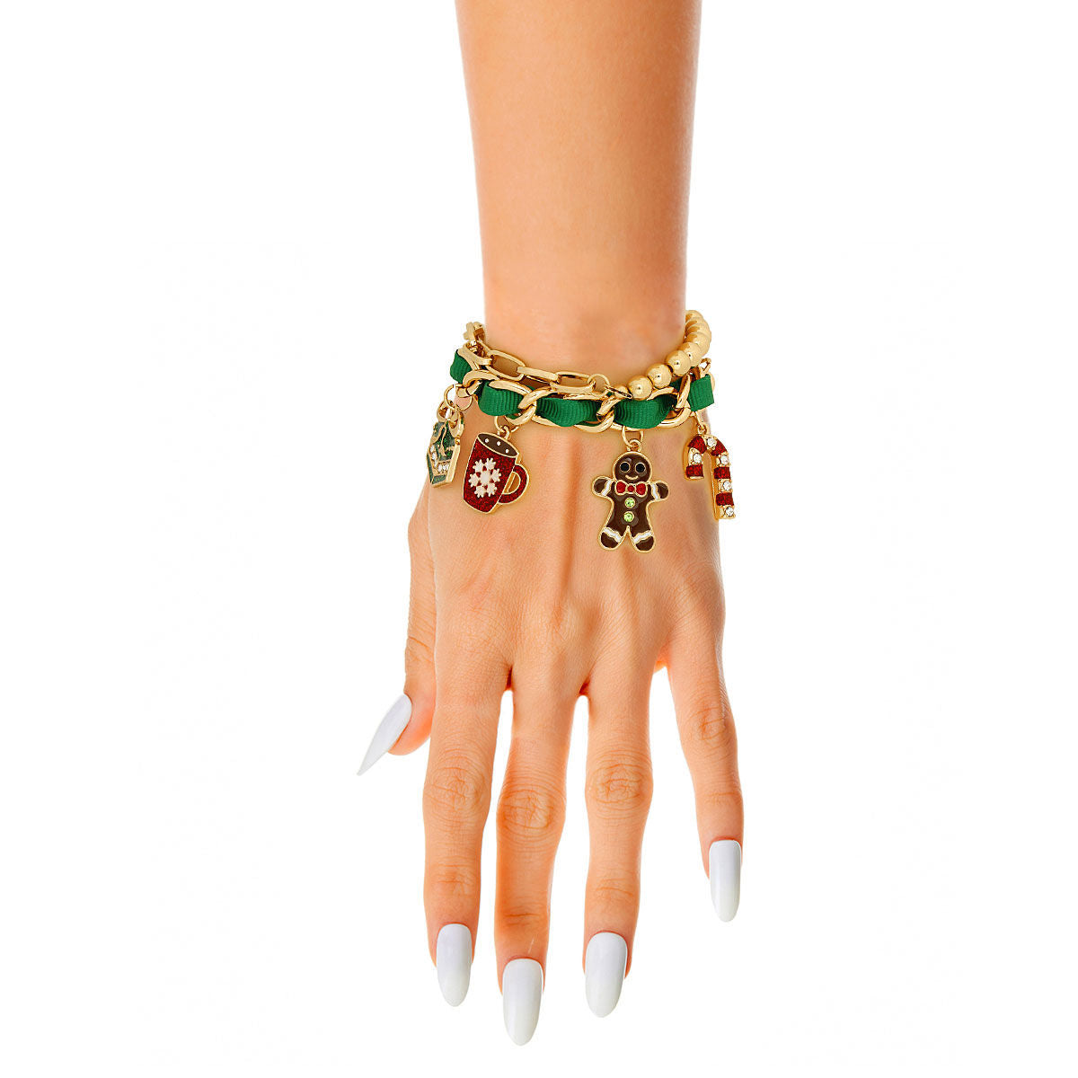 Green Xmas Cocoa Bracelets|Stretch to Fit - Premium Wholesale Jewelry from Pinktown - Just $14! Shop now at chiquestyles