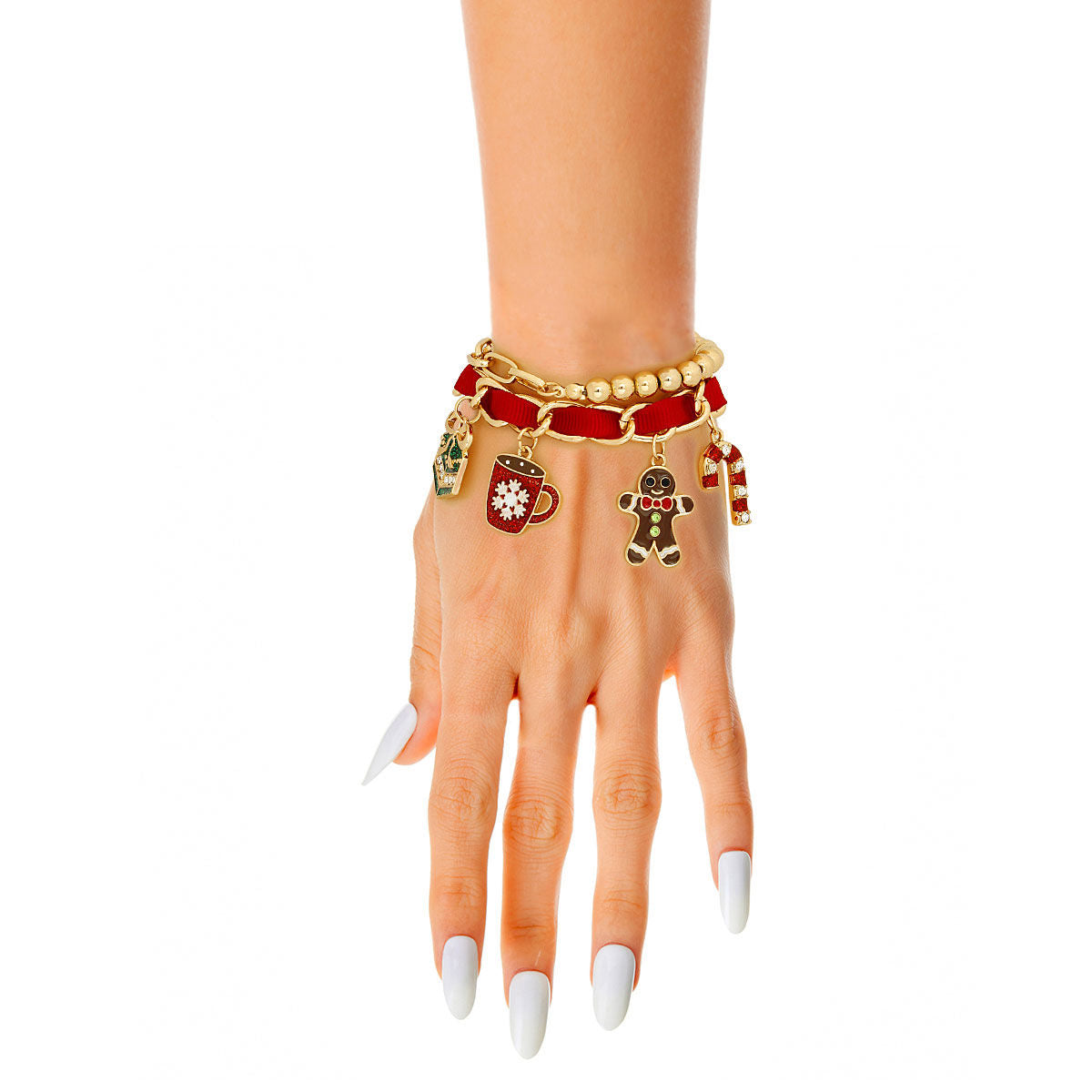 Red Xmas Cocoa Bracelets|Stretch to Fit - Premium Wholesale Jewelry from Pinktown - Just $14! Shop now at chiquestyles