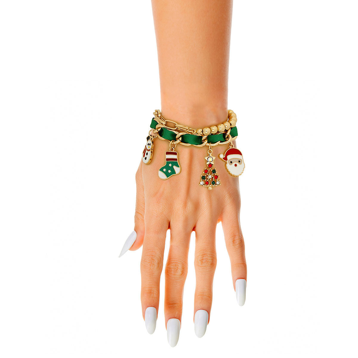 Green Xmas Stocking Bracelets|Stretch to Fit - Premium Wholesale Jewelry from Pinktown - Just $14! Shop now at chiquestyles