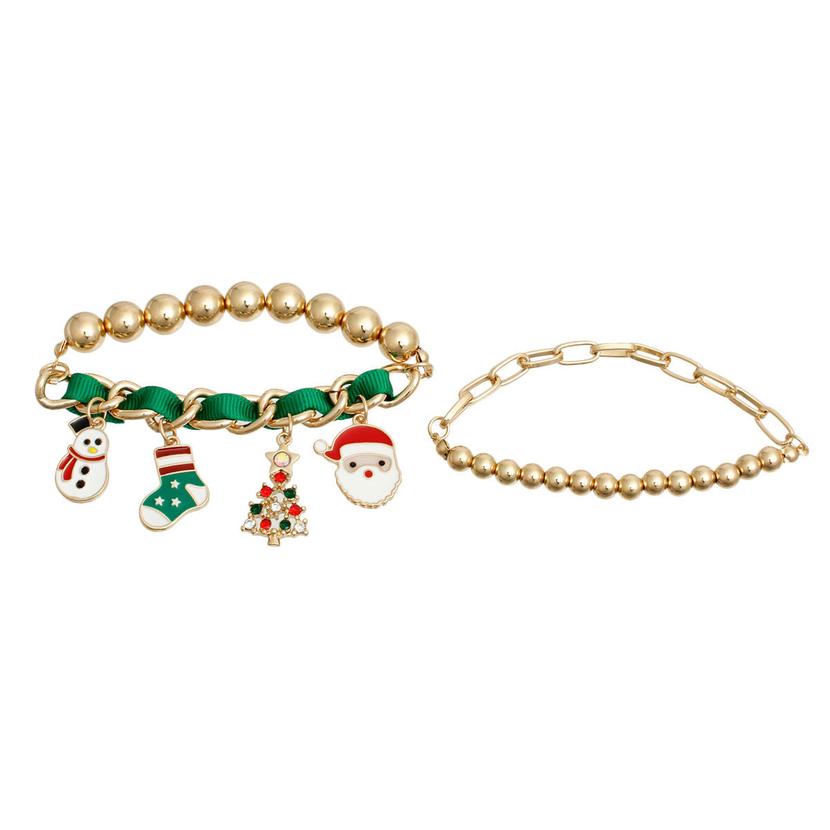 Green Xmas Stocking Bracelets|Stretch to Fit - Premium Wholesale Jewelry from Pinktown - Just $14! Shop now at chiquestyles