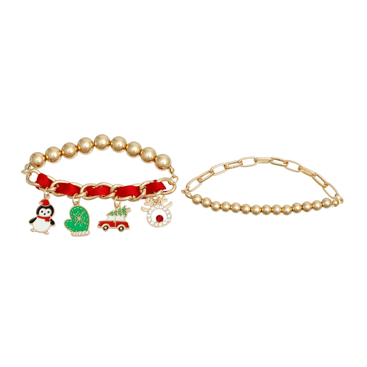 Red Xmas Mitten Bracelets|Stretch to Fit - Premium Wholesale Jewelry from Pinktown - Just $14! Shop now at chiquestyles