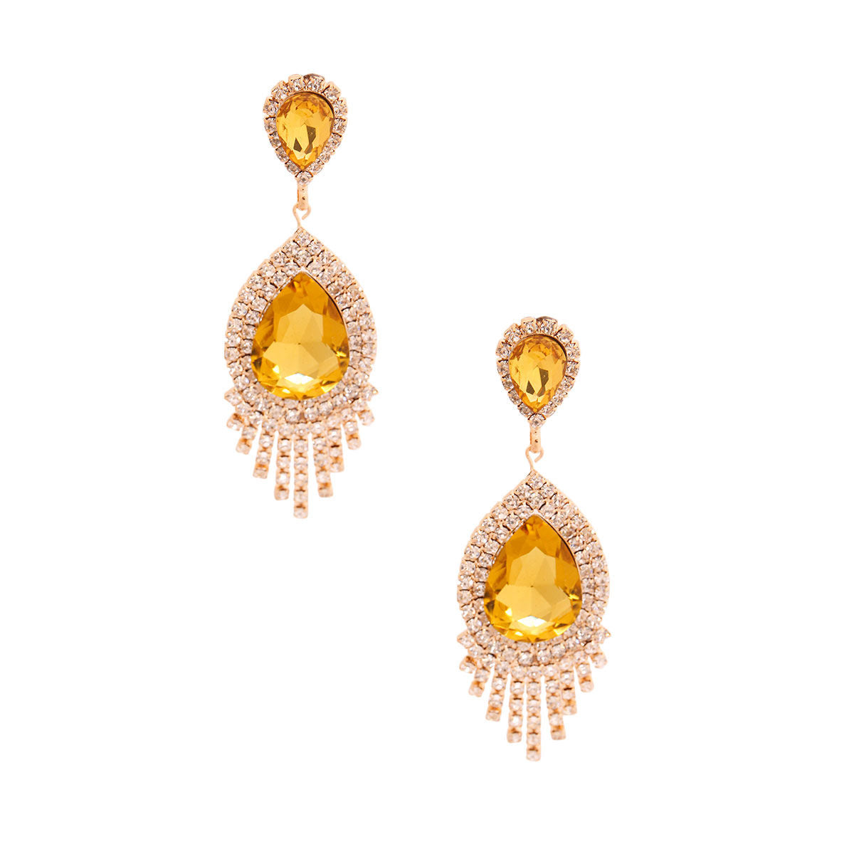 Yellow Teardrop Fringe Earrings|3.75 inches - Premium Wholesale Jewelry from Pinktown - Just $10! Shop now at chiquestyles