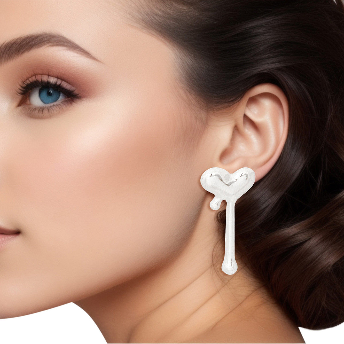 Stud Silver Small Dripping Heart Earring for Women - Premium Wholesale Jewelry from Pinktown - Just $9! Shop now at chiquestyles