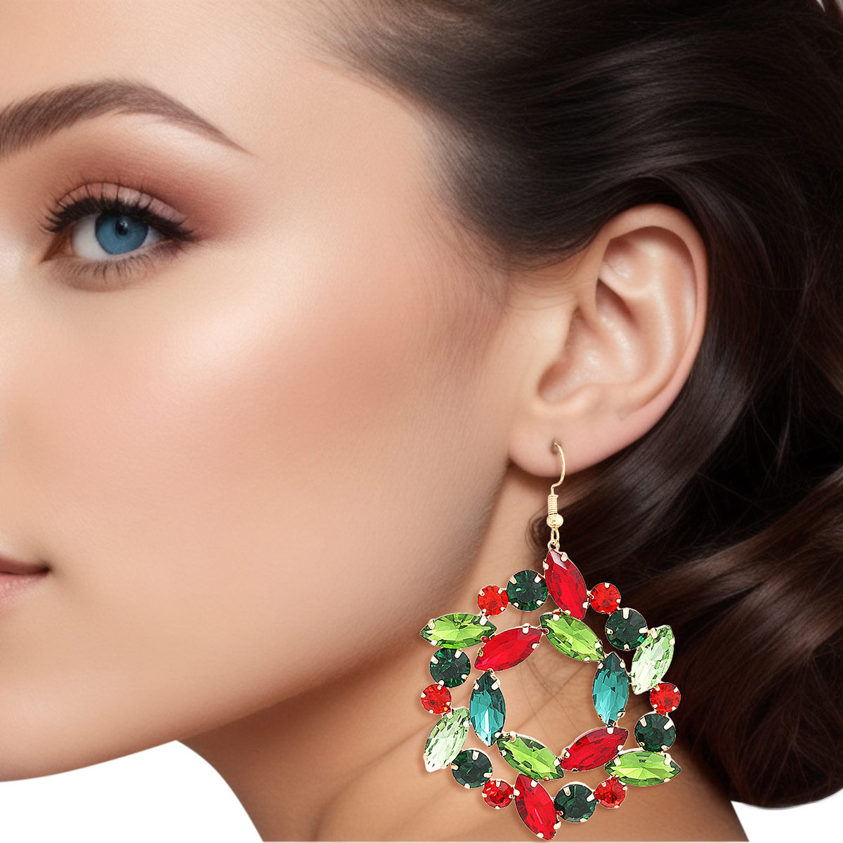 Dangle Xmas Medium Wreath Earrings for Women|2.75 x 2 inches - Premium Wholesale Jewelry from Pinktown - Just $16! Shop now at chiquestyles