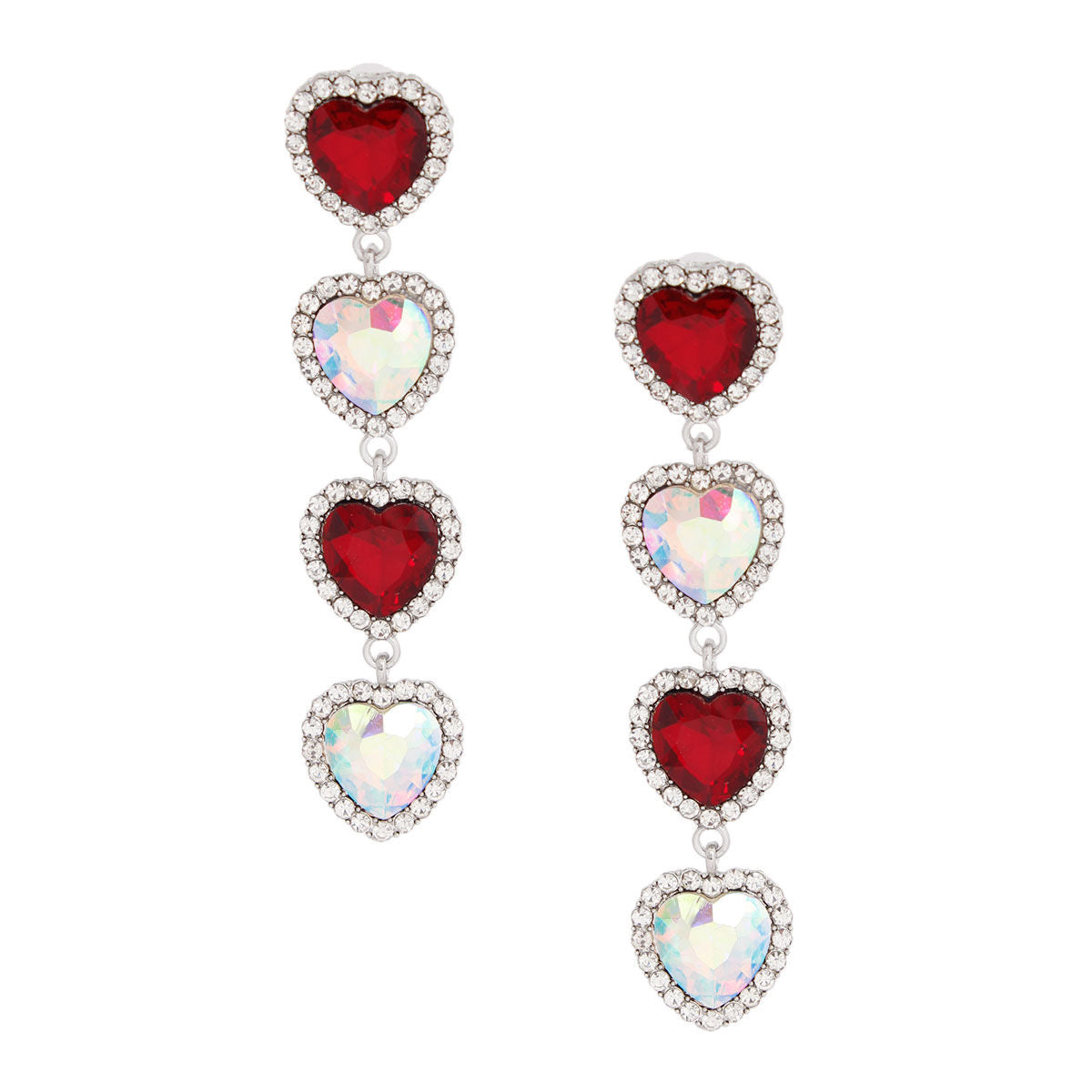 AURBO Crystal Quad Heart Earrings|4.25 inches - Premium Wholesale Jewelry from Pinktown - Just $16! Shop now at chiquestyles