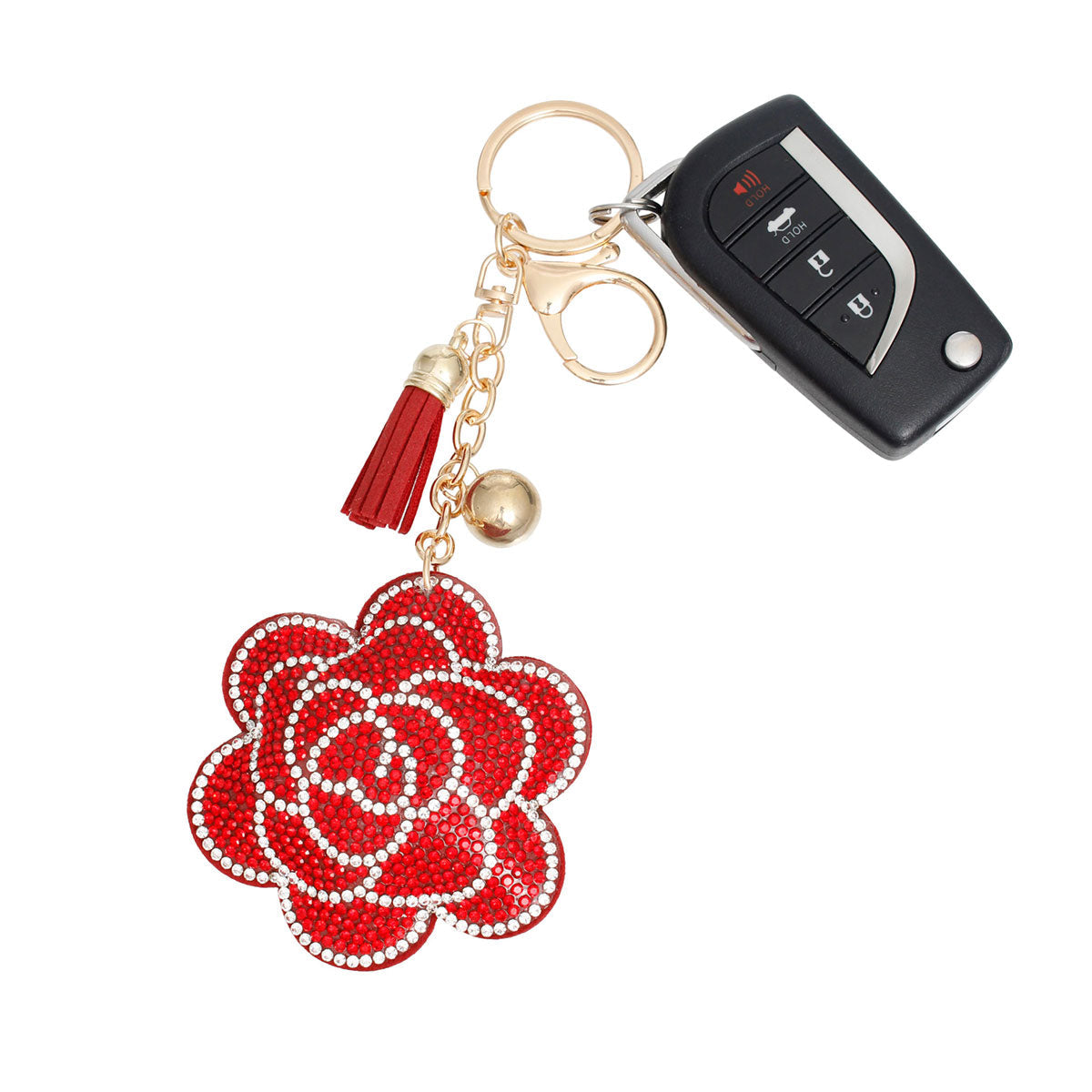 Red Flower Keychain Clip|6.5 x 2.65 inches - Premium Wholesale Fashion Accessories from Pinktown - Just $9! Shop now at chiquestyles