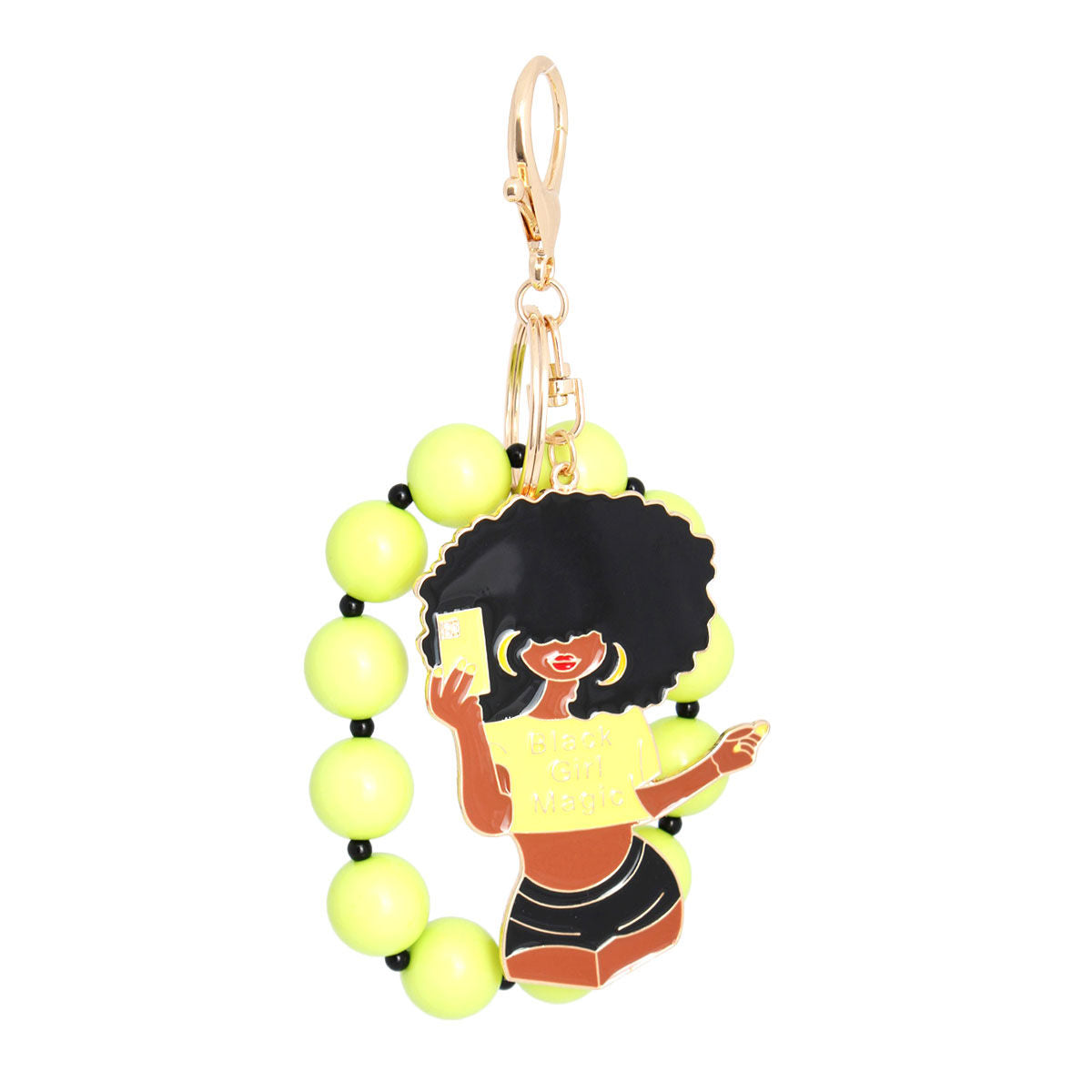 Neon Green Black Girl Magic Keychain|5.35 x 2.1 inches - Premium Wholesale Fashion Accessories from Pinktown - Just $15! Shop now at chiquestyles