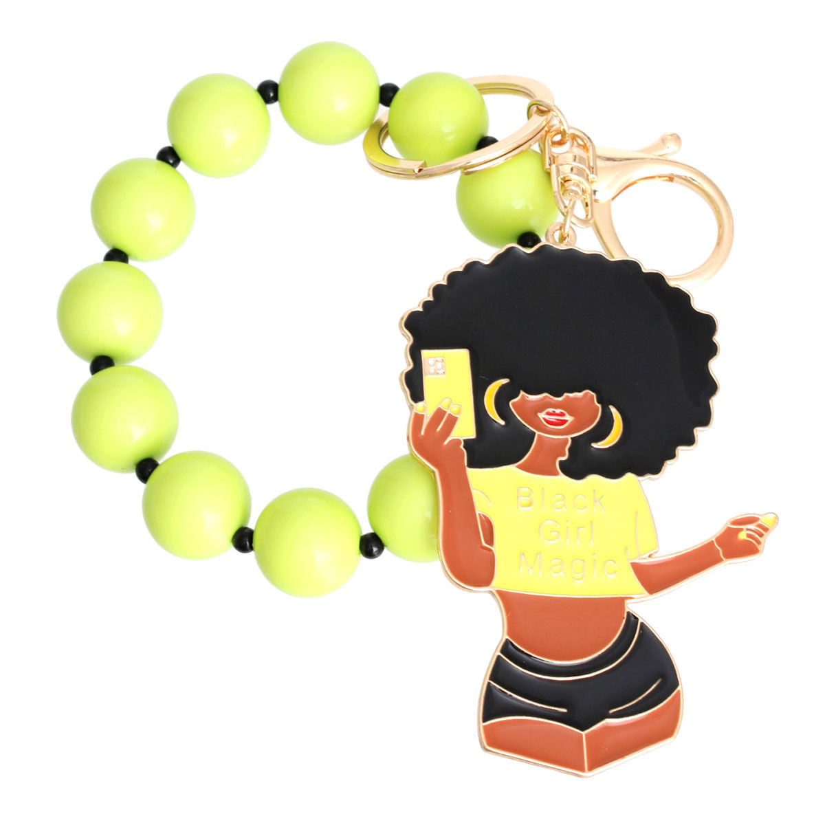 Neon Green Black Girl Magic Keychain|5.35 x 2.1 inches - Premium Wholesale Fashion Accessories from Pinktown - Just $15! Shop now at chiquestyles