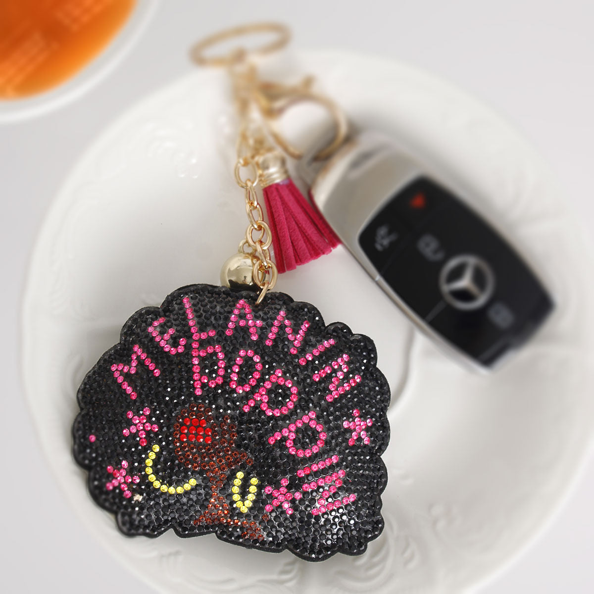 Melanin Poppin Afro Keychain|6.5 x 3.5 inches - Premium Wholesale Fashion Accessories from Pinktown - Just $11! Shop now at chiquestyles