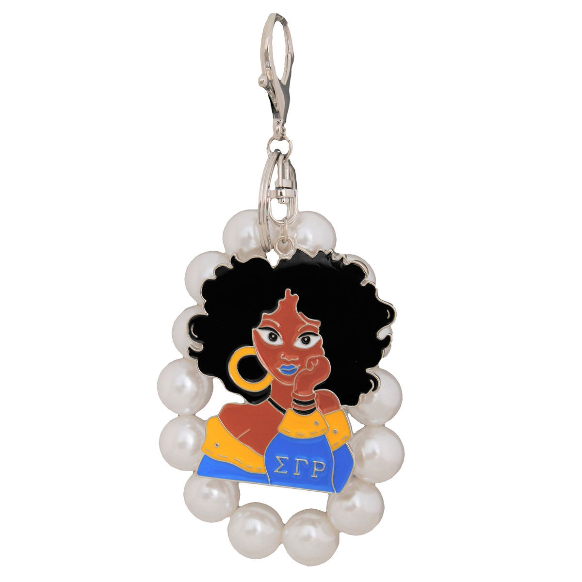 Blue Gold Woman Pearl Keychain|7.85 x 2.25 inches - Premium Wholesale Fashion Accessories from Pinktown - Just $19! Shop now at chiquestyles