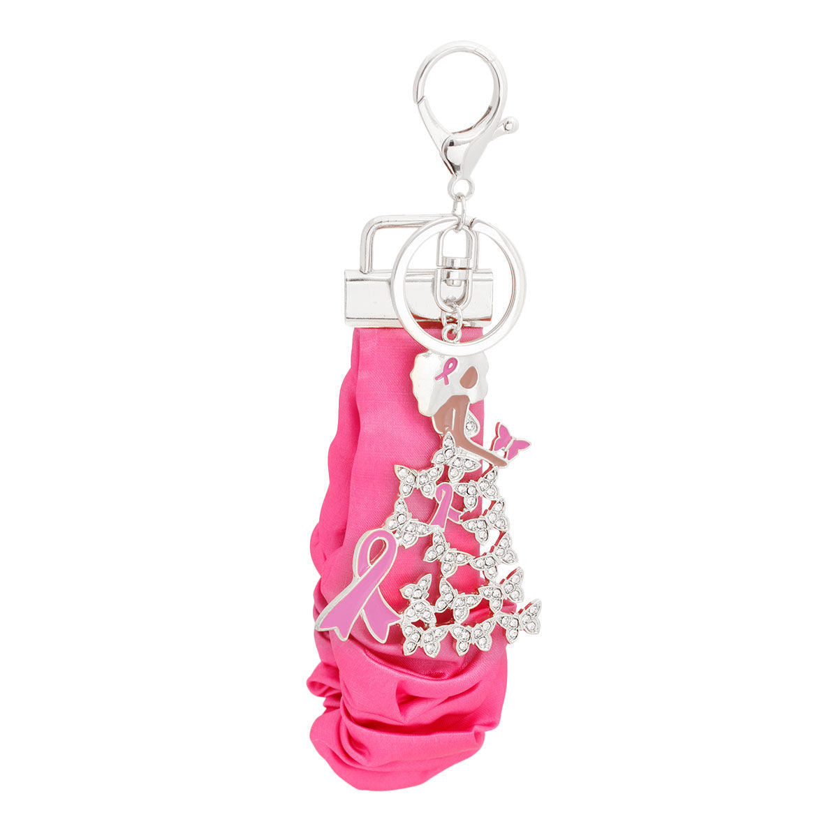 Silver Pink Wristlet Butterfly Keychain|7 x 2.25 inches - Premium Wholesale Fashion Accessories from Pinktown - Just $16! Shop now at chiquestyles