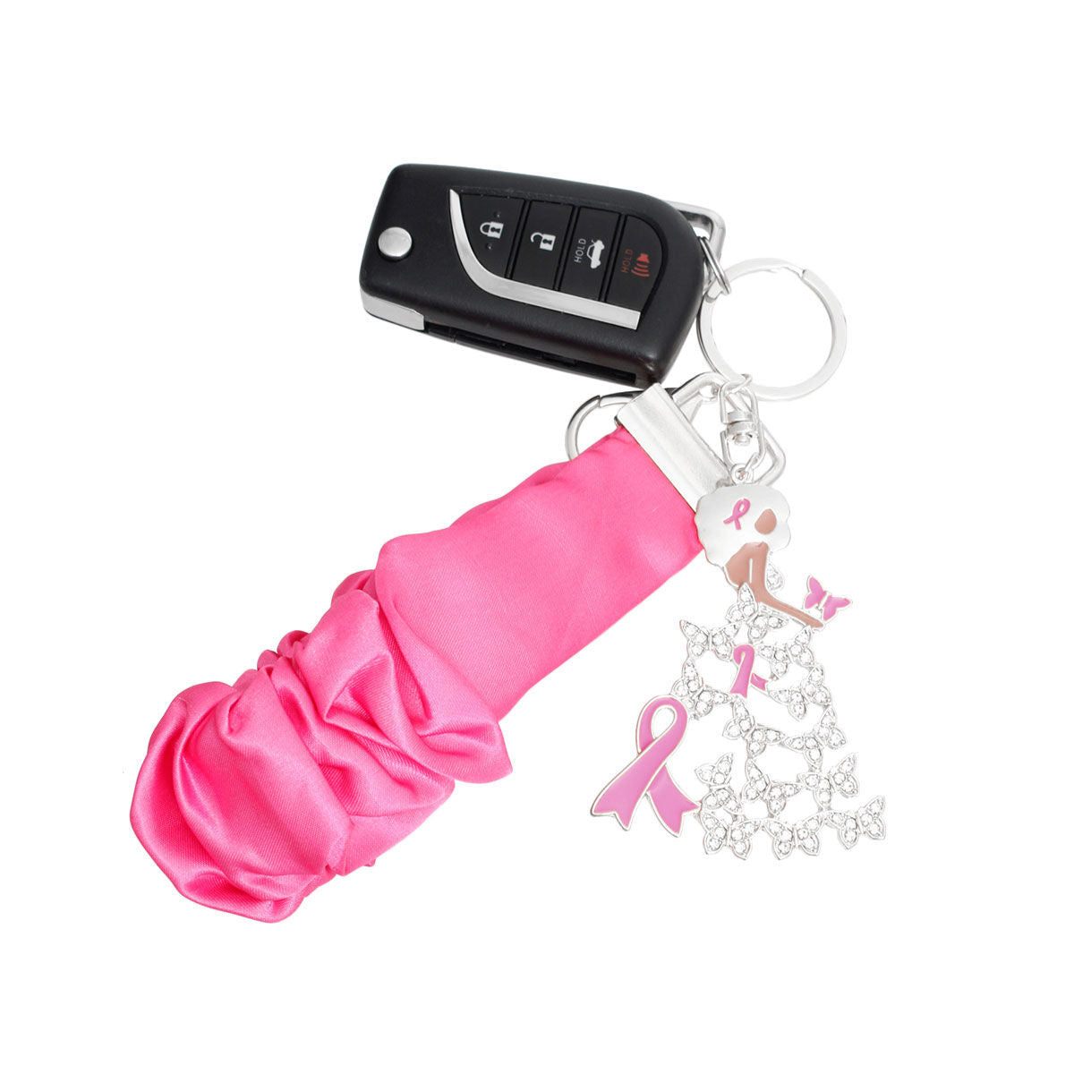 Silver Pink Wristlet Butterfly Keychain|7 x 2.25 inches - Premium Wholesale Fashion Accessories from Pinktown - Just $16! Shop now at chiquestyles