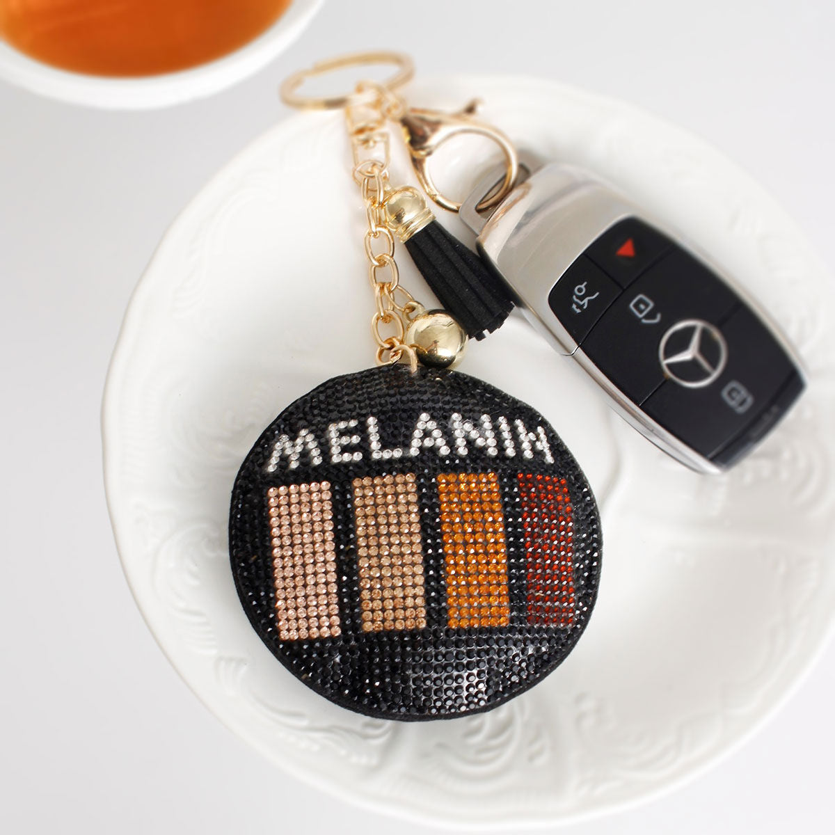 Black Melanin Round Keychain|7 x 3 inches - Premium Wholesale Fashion Accessories from Pinktown - Just $11! Shop now at chiquestyles