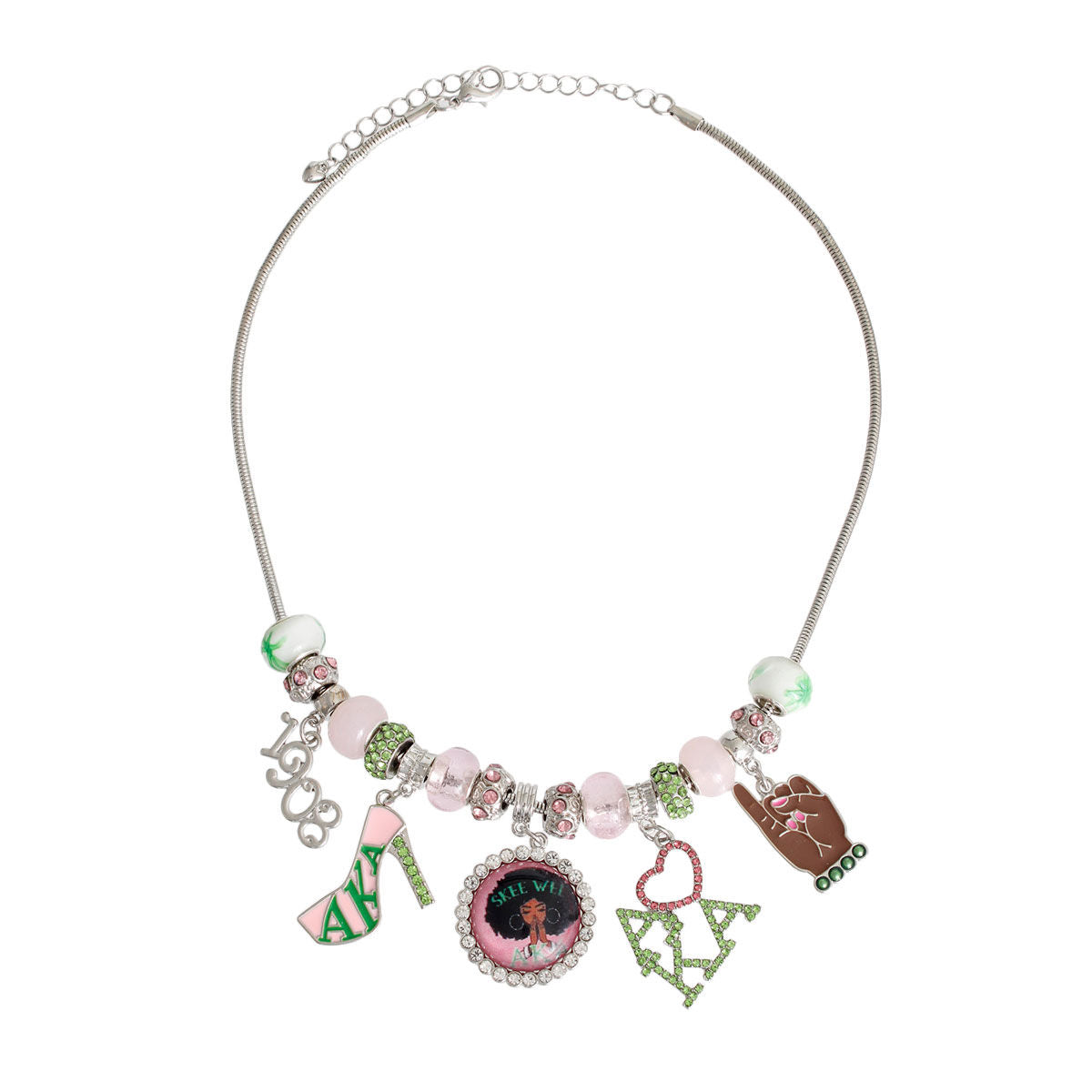 Pink Green Sorority Charm Necklace|18 inches - Premium Wholesale Jewelry from Pinktown - Just $29! Shop now at chiquestyles