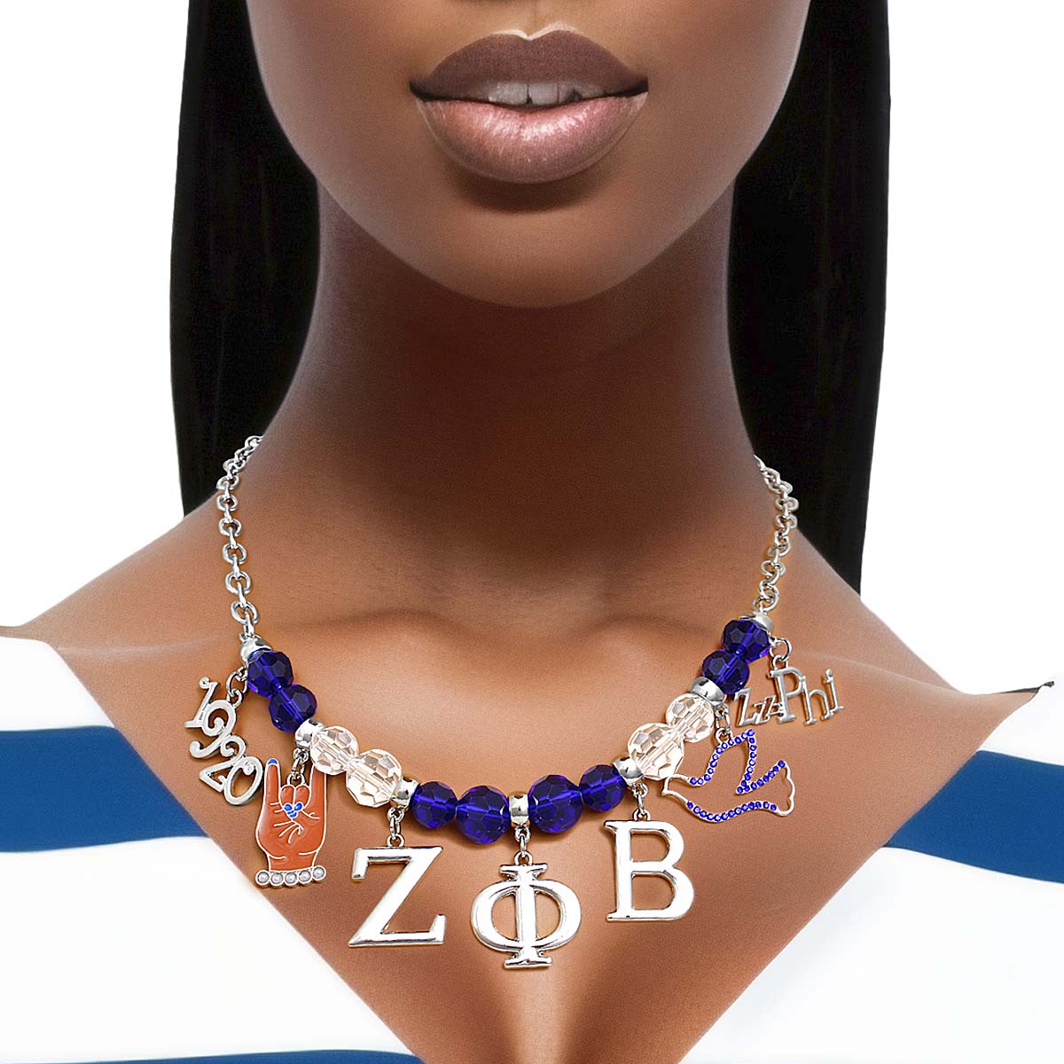 Blue Clear Bead Zeta Necklace|17 + 3 inches - Premium Wholesale Jewelry from Pinktown - Just $19! Shop now at chiquestyles