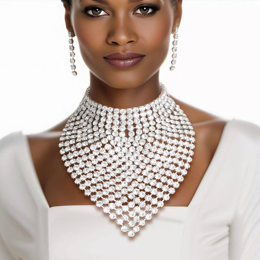 Crystal Chainmail Bib Choker|16 inches - Premium Wholesale Jewelry from Pinktown - Just $51! Shop now at chiquestyles