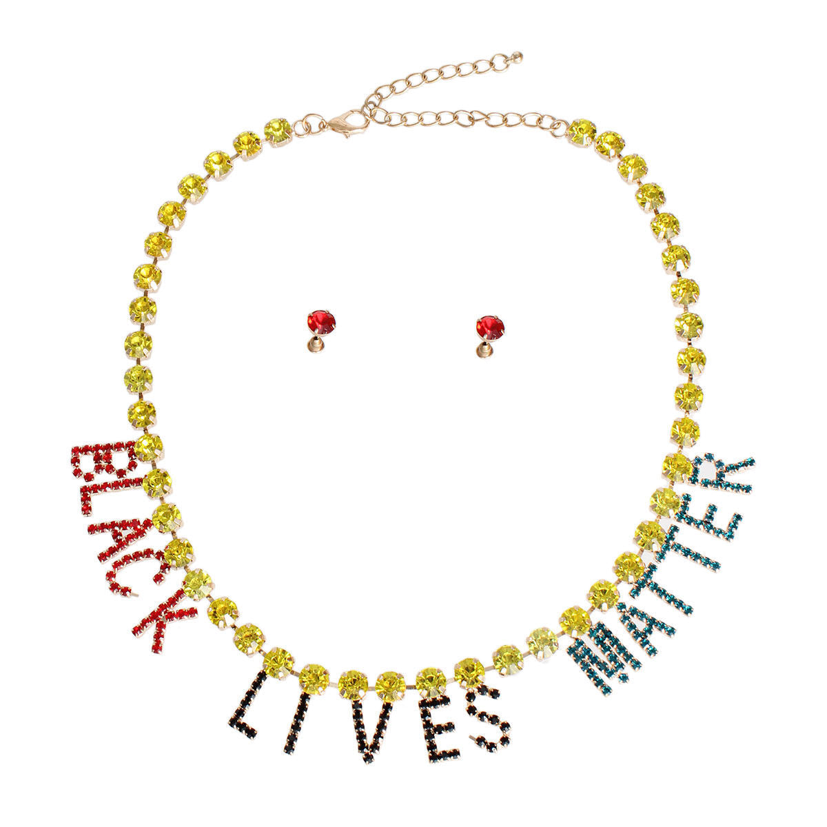 BLACK LIVES MATTER Multi Color Collar Necklace|20 inches - Premium Wholesale Jewelry from Pinktown - Just $16! Shop now at chiquestyles