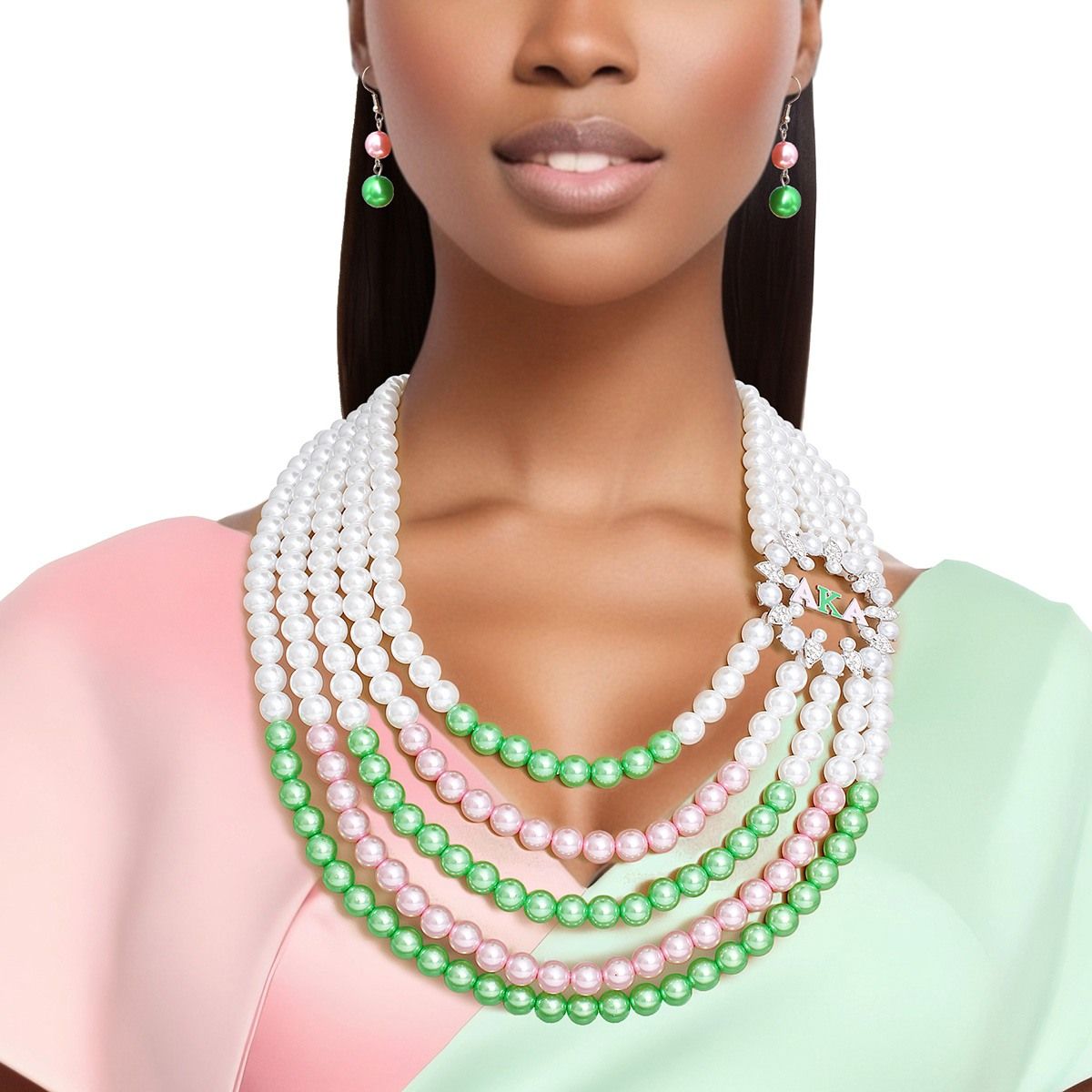 Necklace Mix Pink Green Pearl AKA Set for Women - Premium Wholesale Jewelry from Pinktown - Just $27! Shop now at chiquestyles