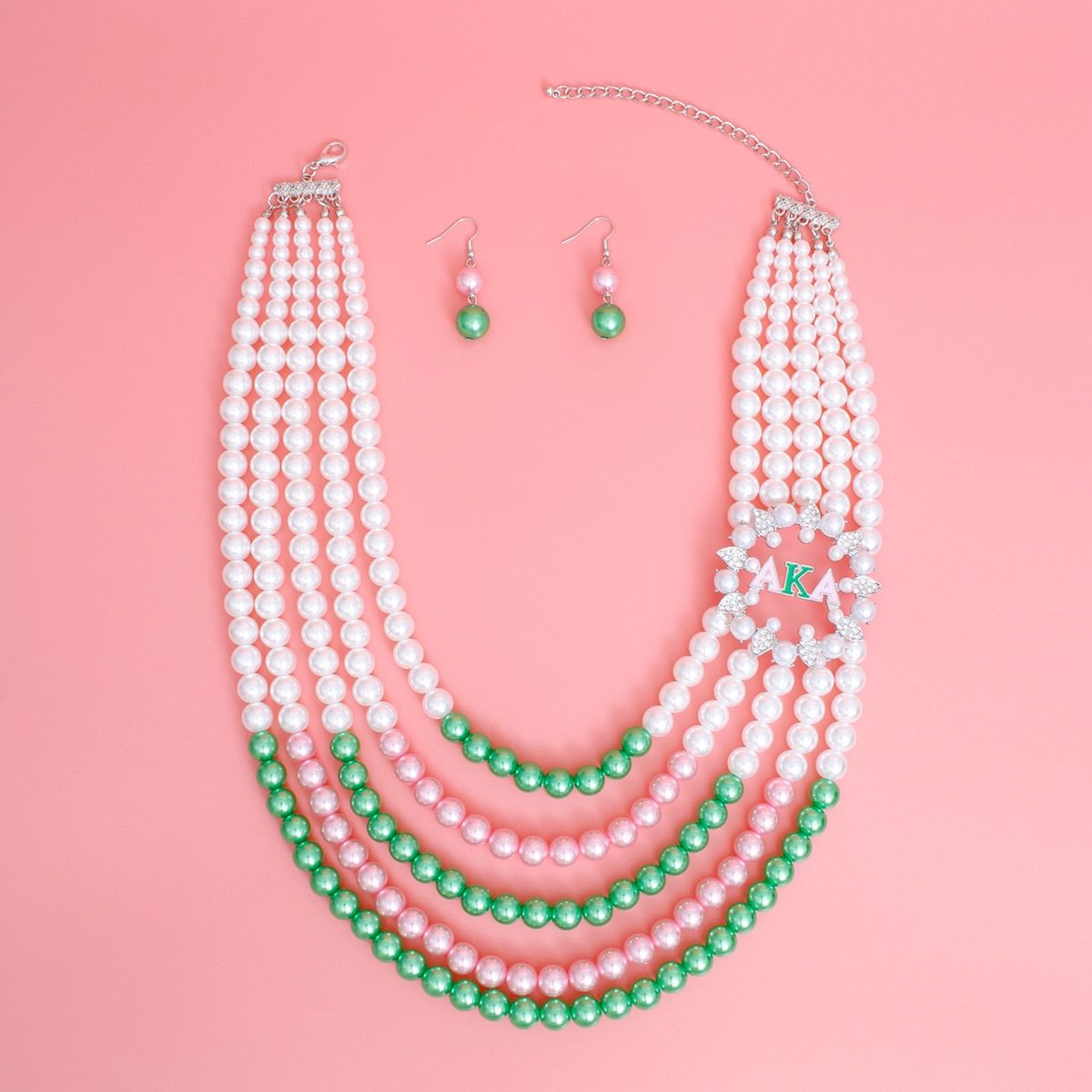 Necklace Mix Pink Green Pearl AKA Set for Women - Premium Wholesale Jewelry from Pinktown - Just $27! Shop now at chiquestyles