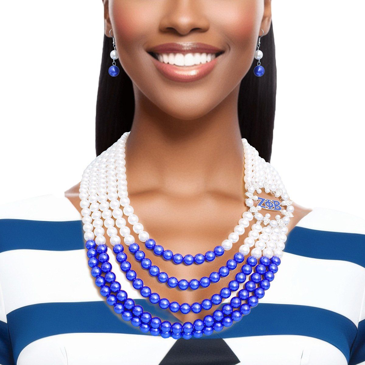 Necklace Mix Blue White Pearl ZPB Set for Women - Premium Wholesale Jewelry from Pinktown - Just $27! Shop now at chiquestyles