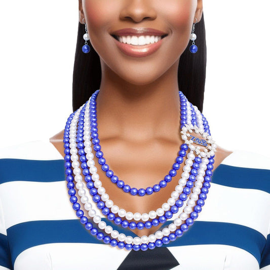 Necklace Blue White Pearl ZPB Set for Women - Premium Wholesale Jewelry from Pinktown - Just $27! Shop now at chiquestyles