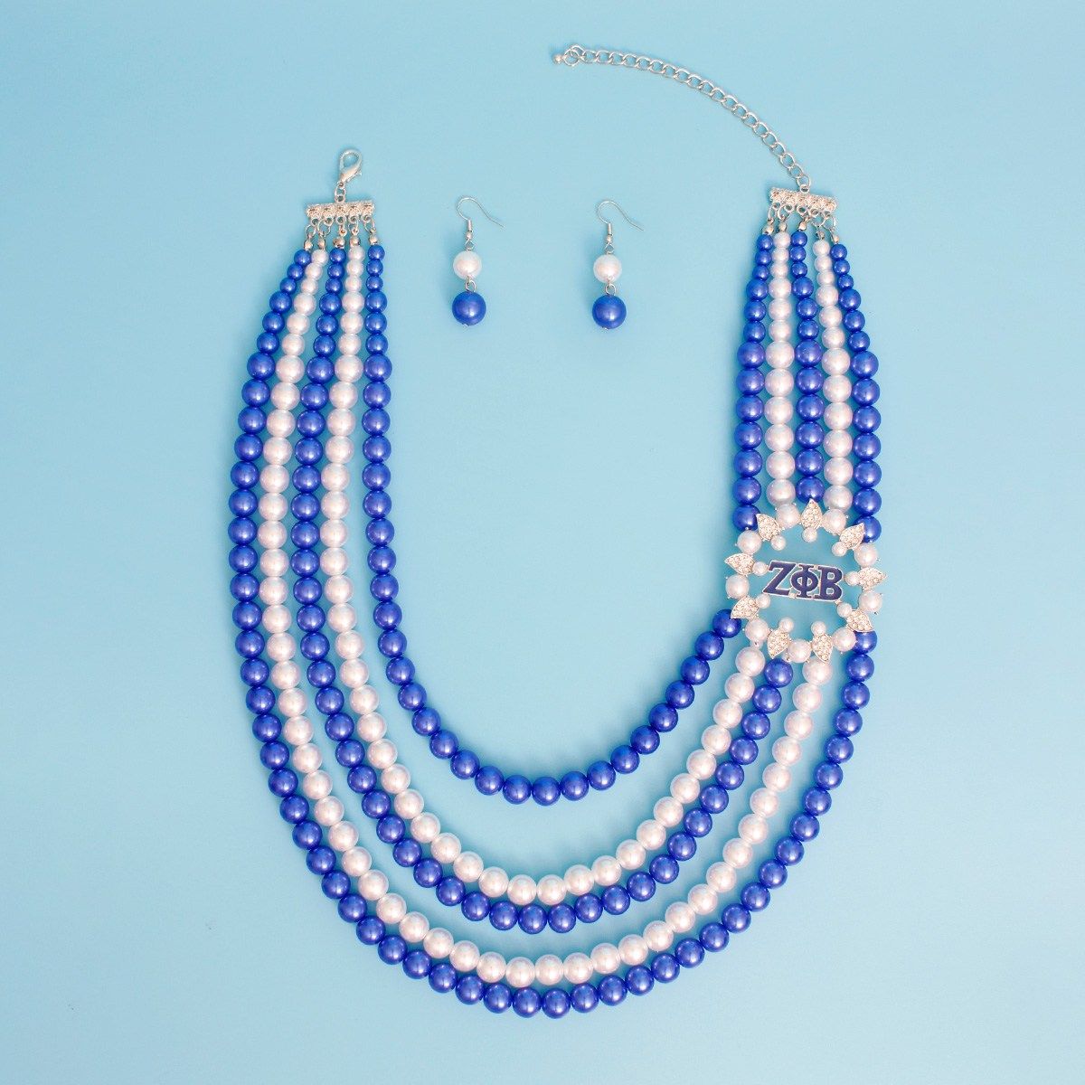 Necklace Blue White Pearl ZPB Set for Women - Premium Wholesale Jewelry from Pinktown - Just $27! Shop now at chiquestyles