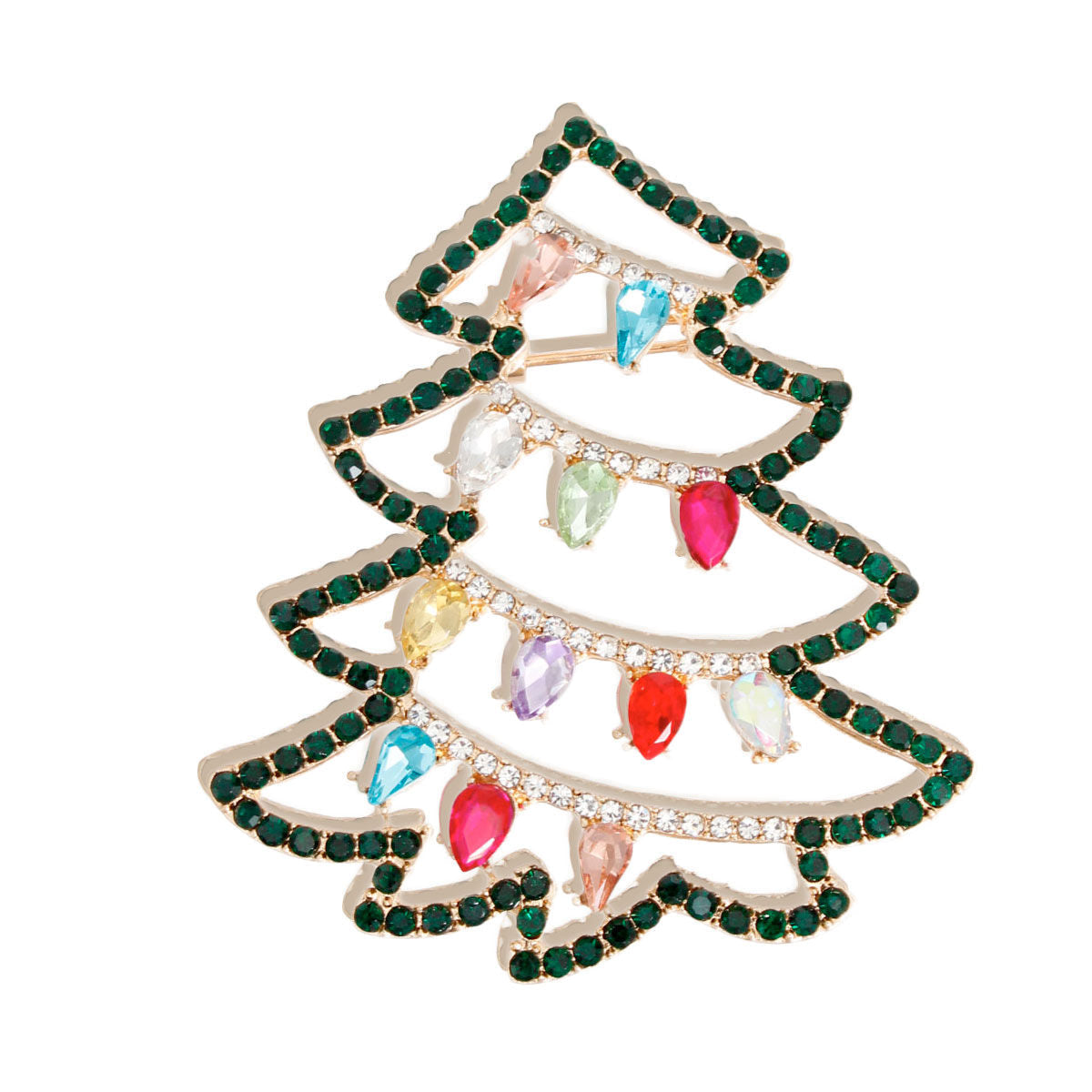 Brooch Gold Xmas Tree Bling Pin for Women|2.25 x 2 inches - Premium Wholesale Jewelry from Pinktown - Just $10! Shop now at chiquestyles